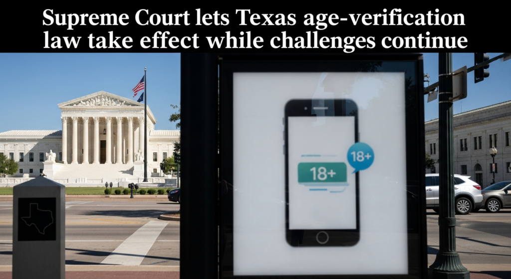 Supreme Court Allows Texas Age-Verification Law to Take Effect Amid Legal Challenges
