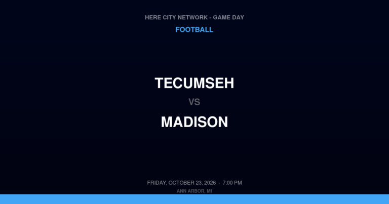 Tecumseh vs. Madison — Football Game Day — Adrian, MI — Oct 23, 2026